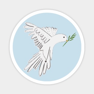 White dove pigeon with green leaves Magnet